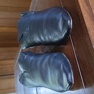 Free People leather ruffled slipons